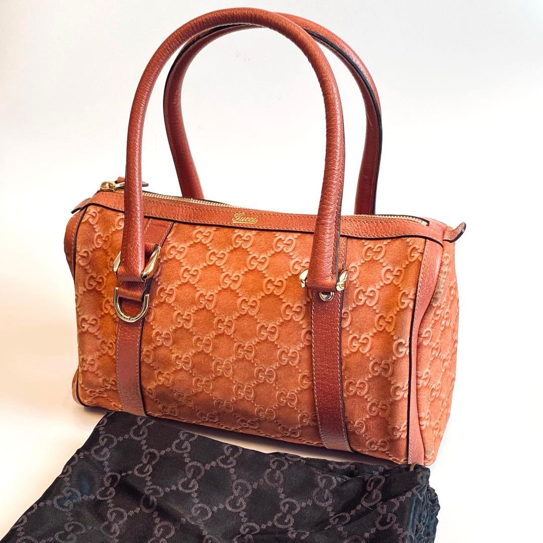 グッチ　GUCCI　ミニボストンバッグ　ハンドバッグ　gg柄　スウェード