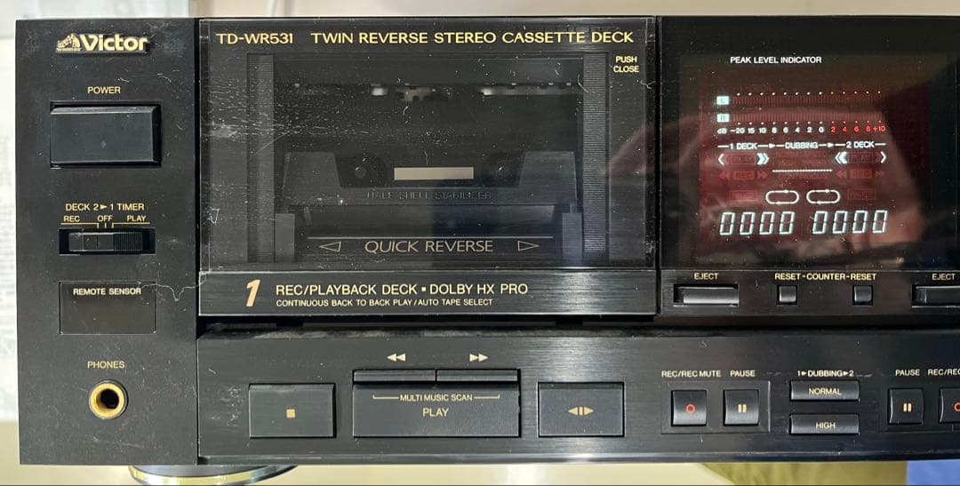 Victor TD-WR531カセットデッキ　リモコン付【ジャンク品】