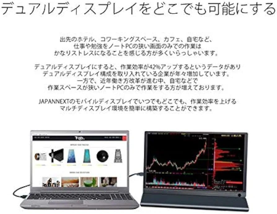 JAPANNEXT／モバイル液晶モニターディスプレイ(カバー・HDMIコード付)