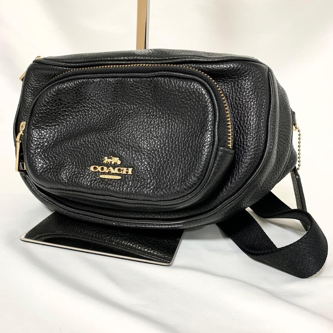 COACH コーチ ボディバッグ レザー ロゴ 6488 ブラック