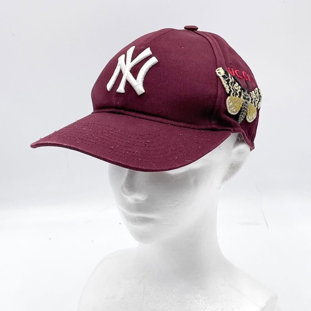 【美品✨】グッチ NYヤンキース コラボ バタフライ ベースボールキャップ 帽子