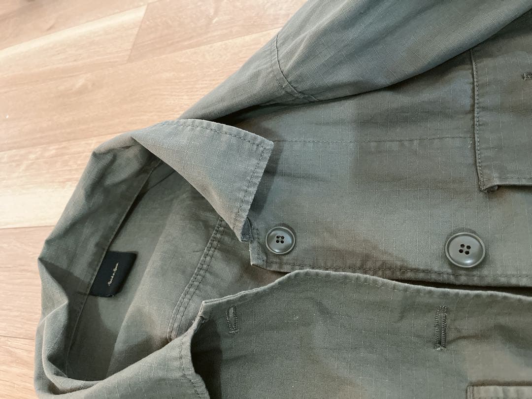 スピック＆スパン　リップストップミリタリーシャツブルゾン　カーキ　ベイクルーズ