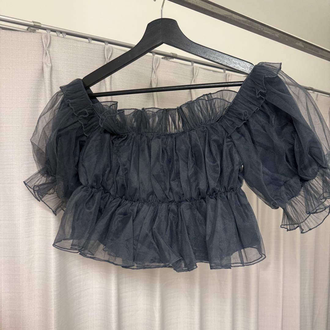 SNIDEL ボリュームギャザーフリルオフショルブラウス