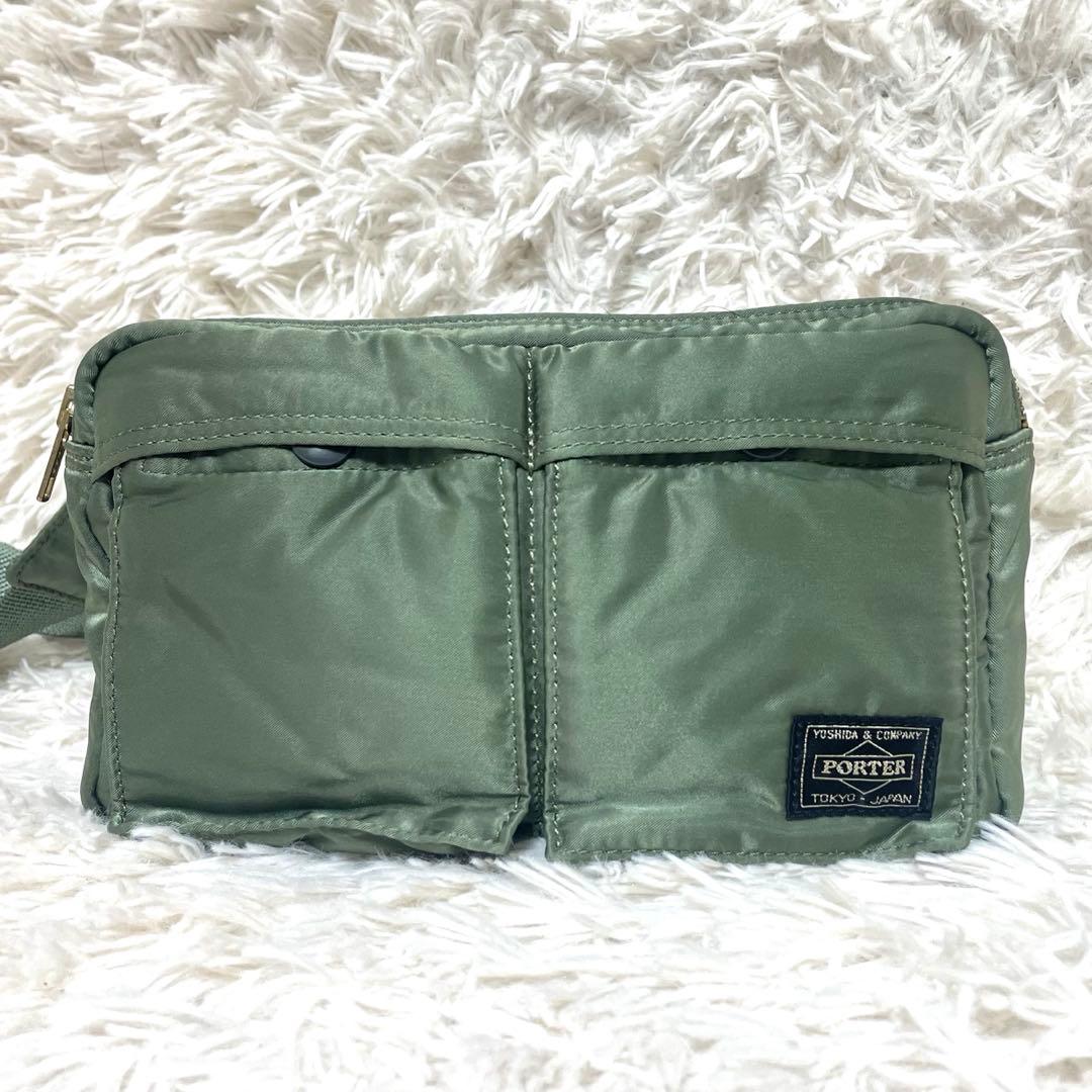 【極美品】ポーター タンカー ボディバッグ ウエストポーチ セージグリーン