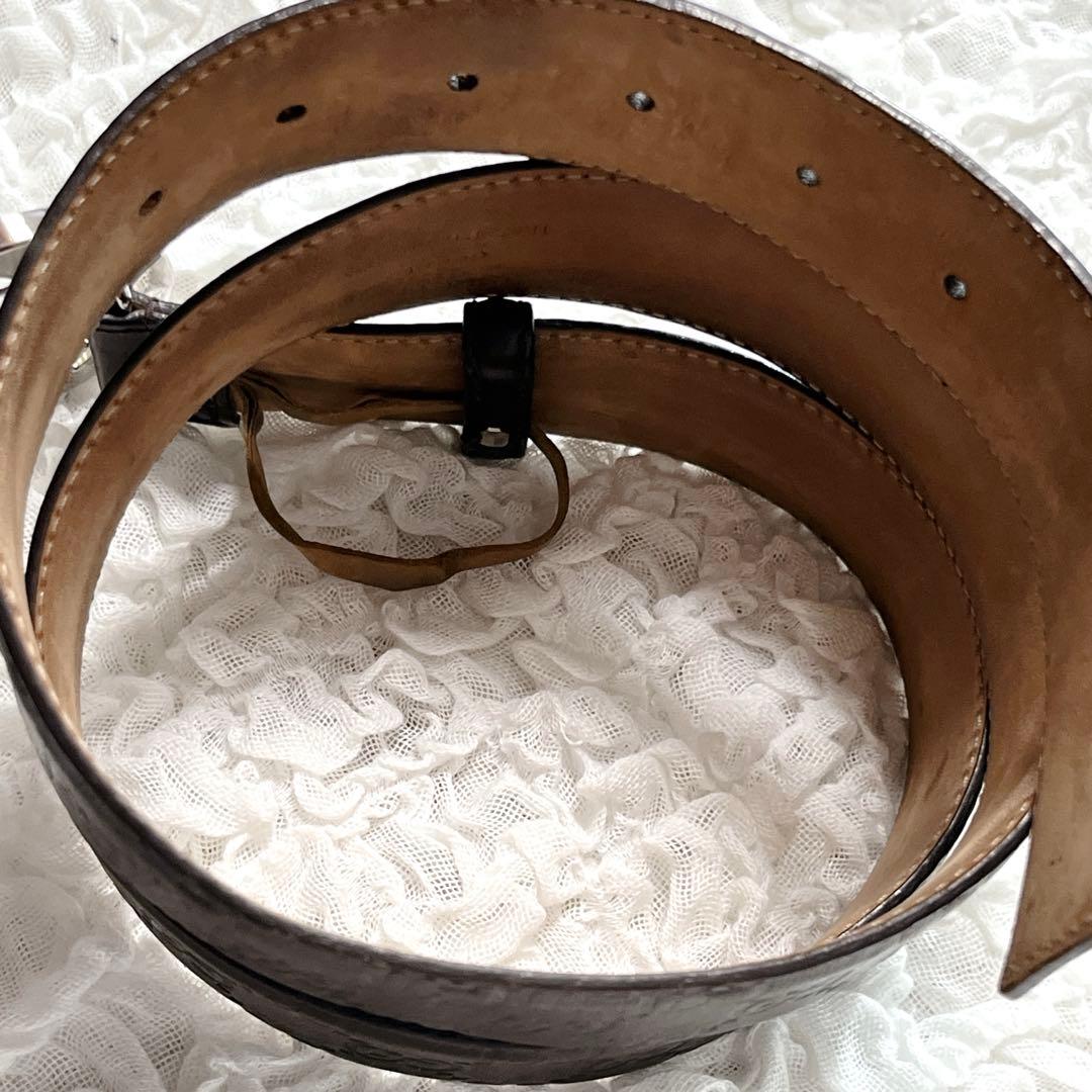 美品　グッチ　シマ　インターロッキングG　ベルト　114984　95/38 茶