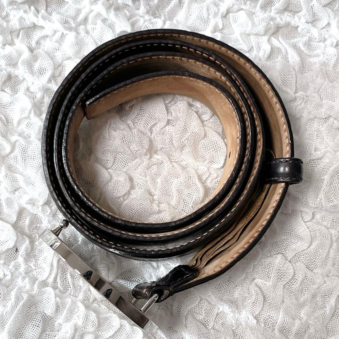 美品　グッチ　シマ　インターロッキングG　ベルト　114984　95/38 茶