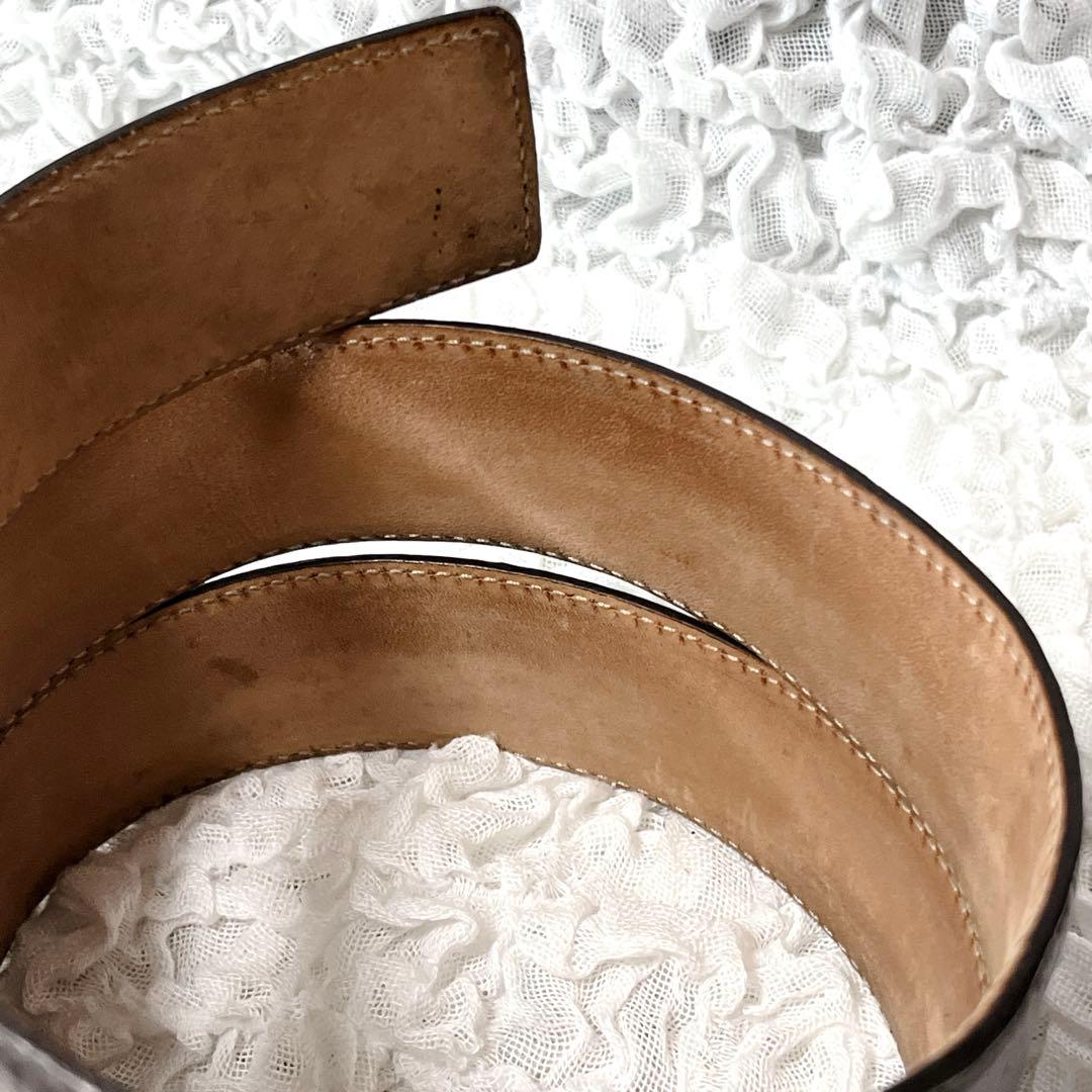美品　グッチ　シマ　インターロッキングG　ベルト　114984　95/38 茶