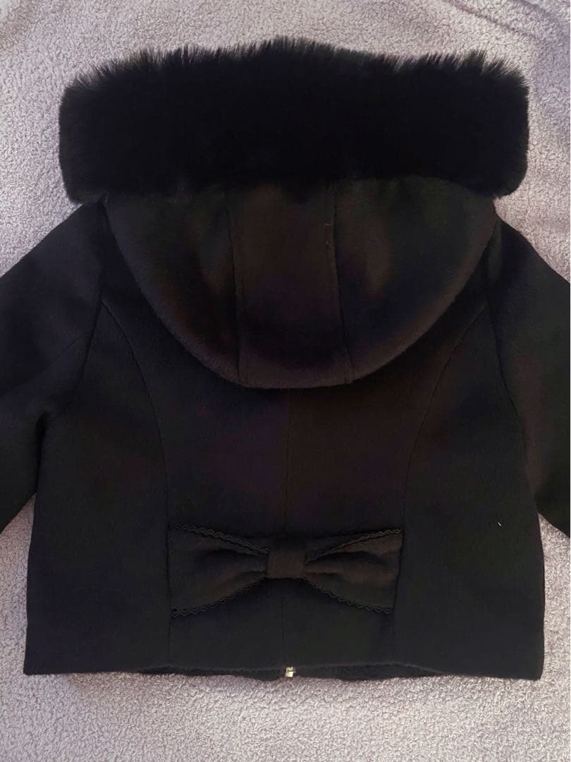 LIZLISA ビジューリボンショートフードコート ブラック