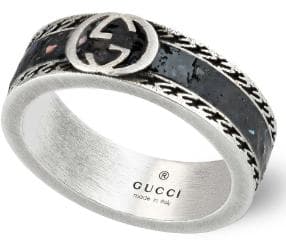 GUCCI グッチ インターロッキングG シルバー リング 15号 黒