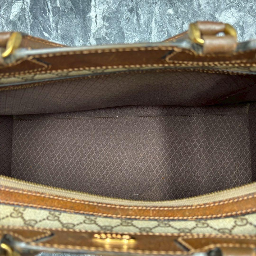 ✨美品✨GUCCI GG ボストンバッグ ハンド ブラウン レザー ロゴ 金具