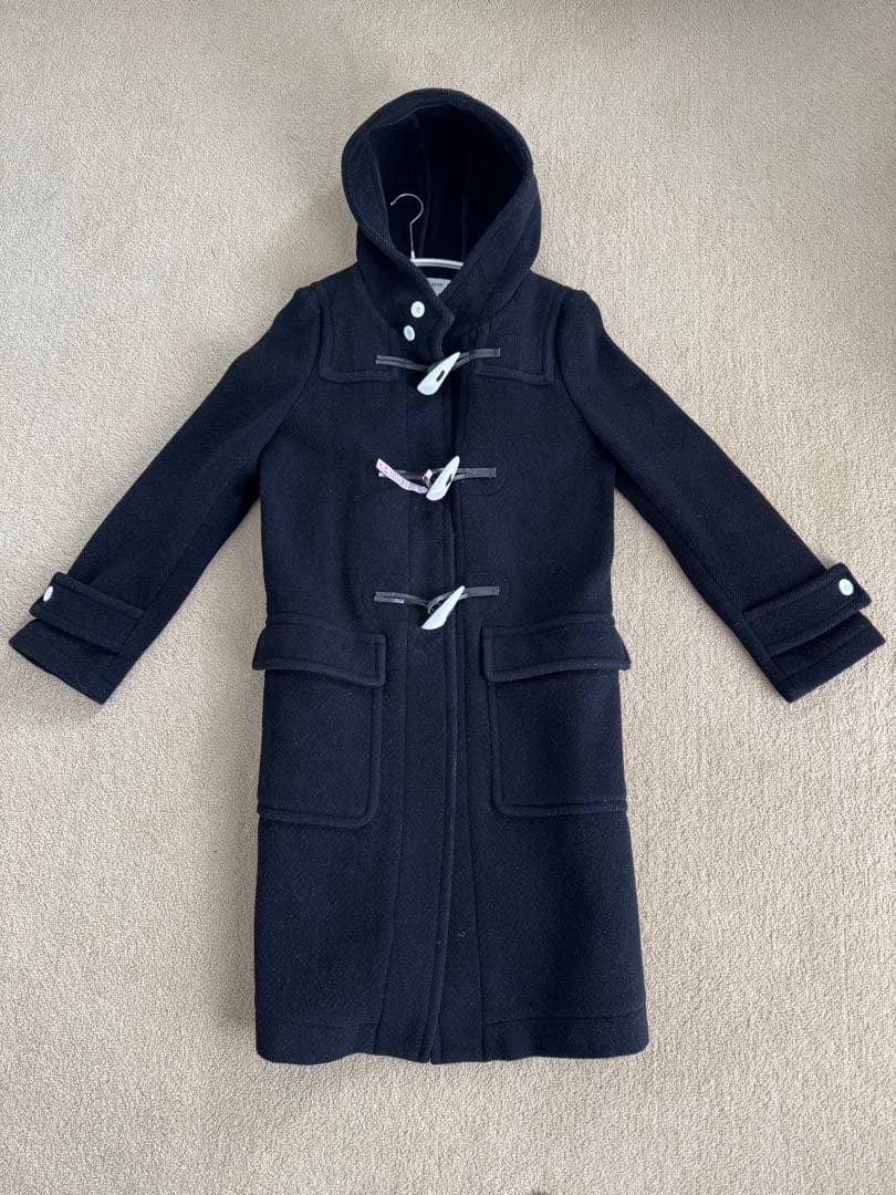 HYKE ハイク　ダッフルコート ヘリンボーン　白トグル　ブラック　サイズ1