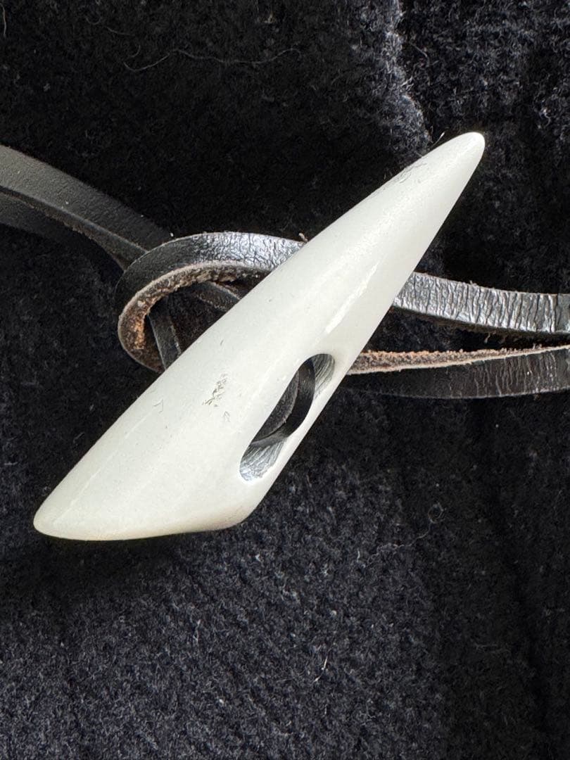 HYKE ハイク　ダッフルコート ヘリンボーン　白トグル　ブラック　サイズ1