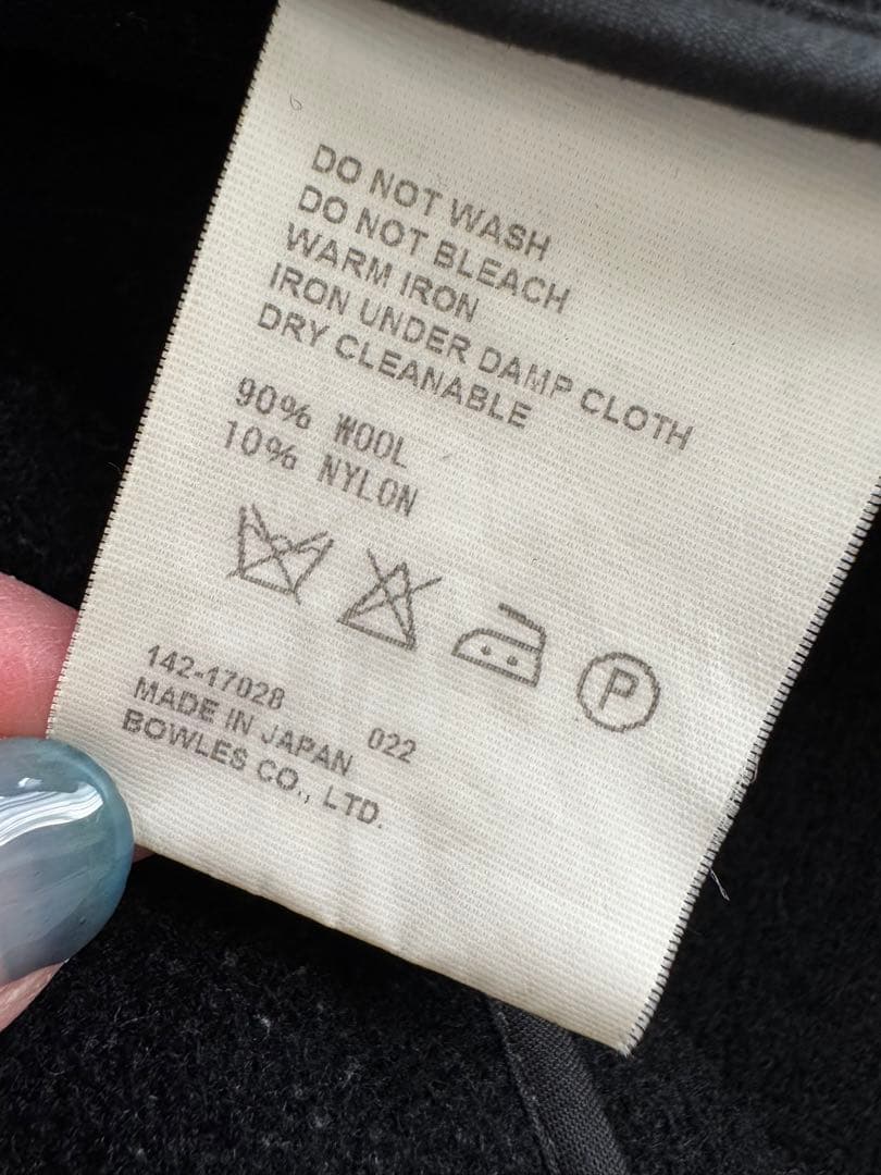 HYKE ハイク　ダッフルコート ヘリンボーン　白トグル　ブラック　サイズ1