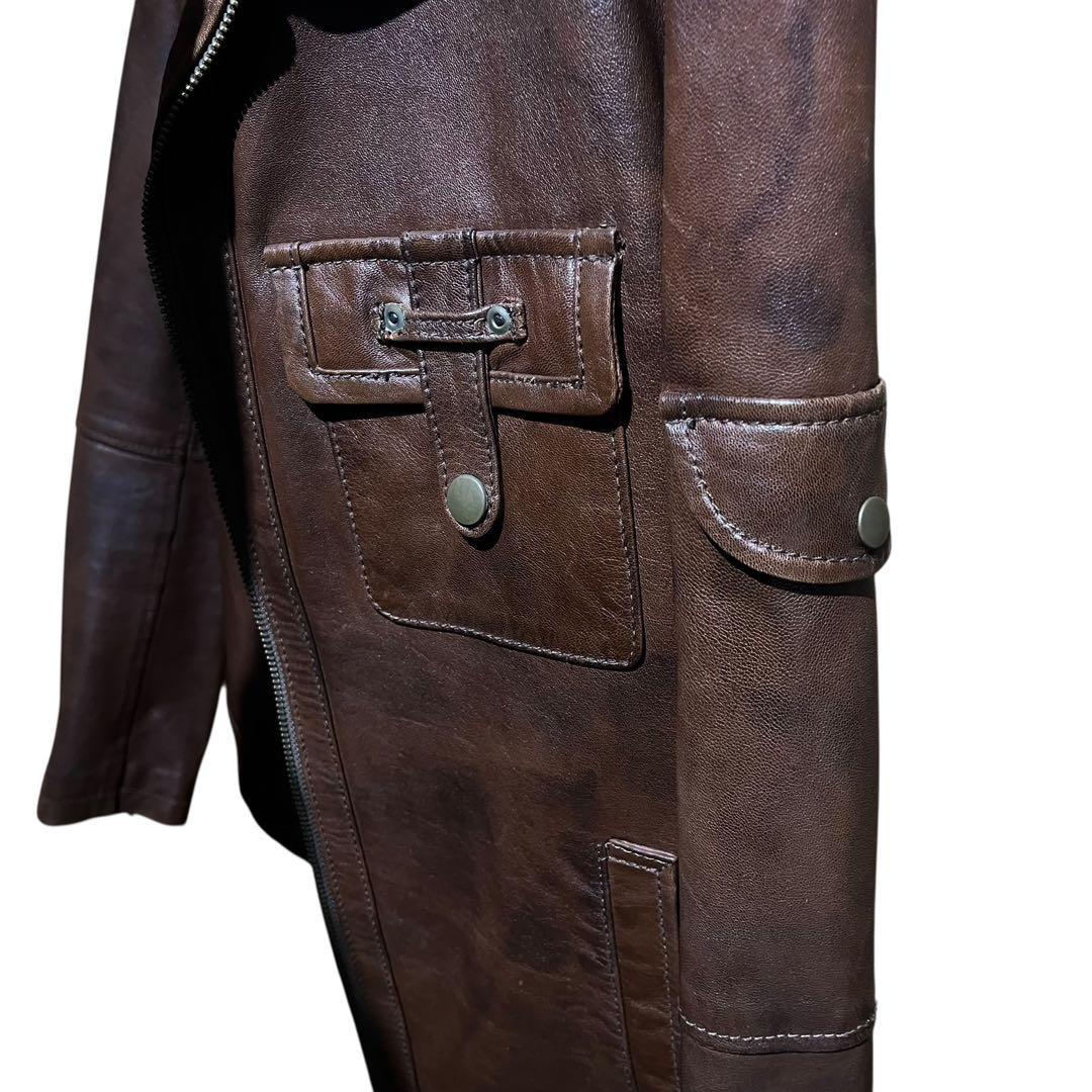 【美品】TETE HOMME レザージャケット ブラウン 6(M〜L)本革羊