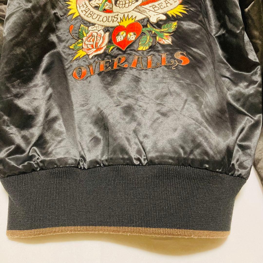 リバーシブル 刺繍 スカジャンSKULL JEANS スカル タトゥー M相当