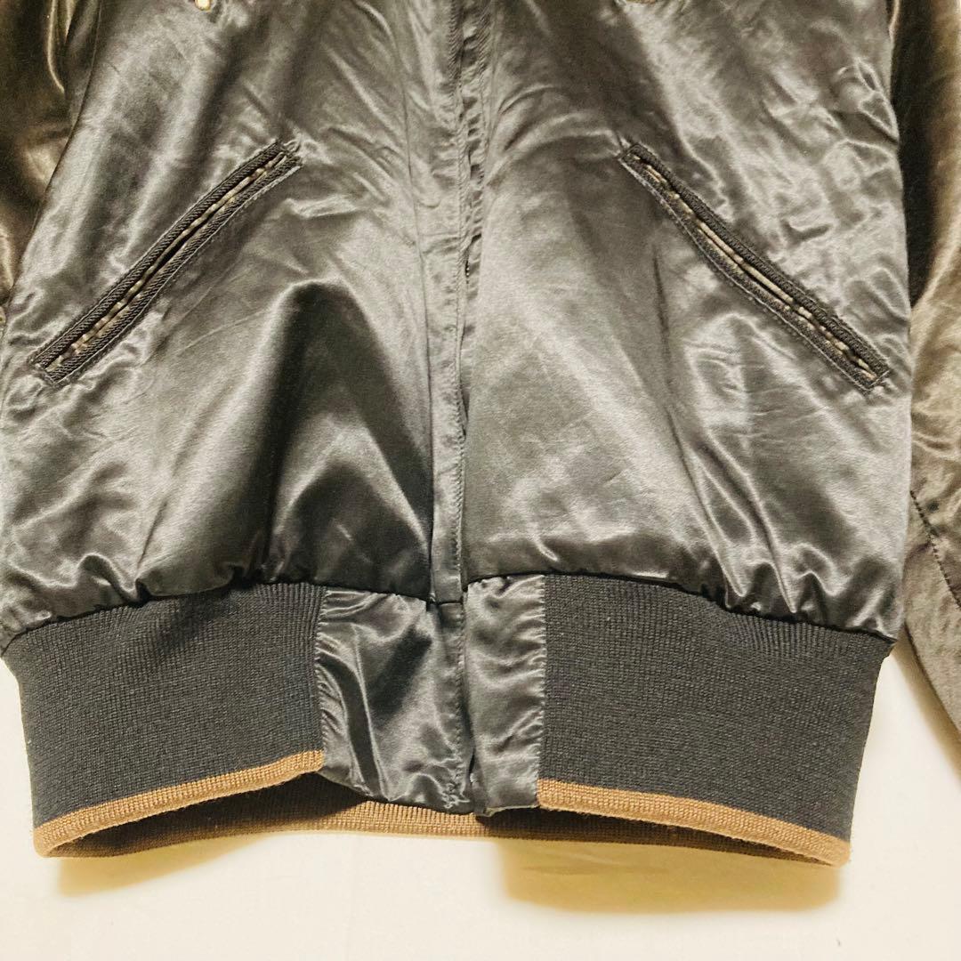 リバーシブル 刺繍 スカジャンSKULL JEANS スカル タトゥー M相当