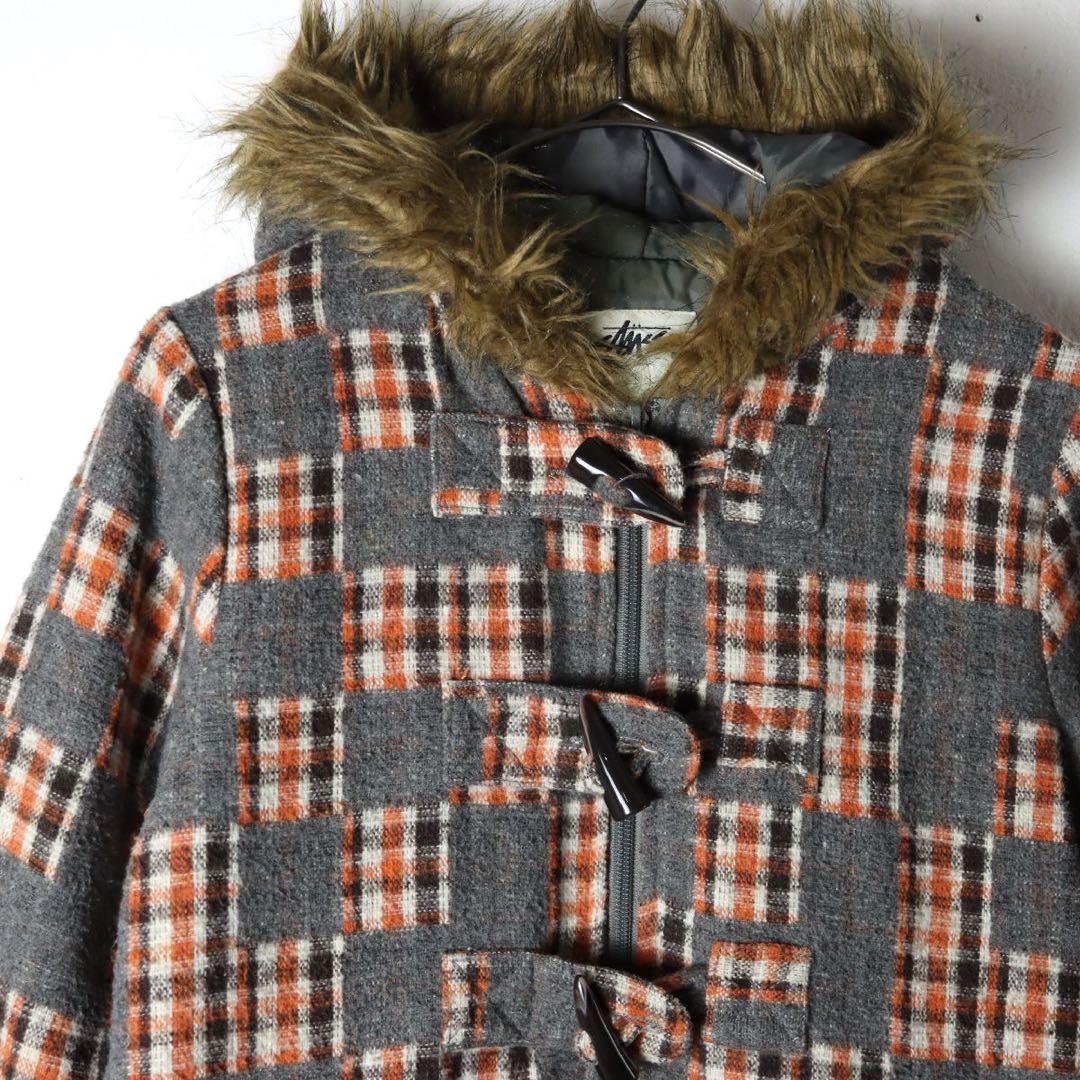 ジャケット・アウター Stussy check patchwork duffle jacket