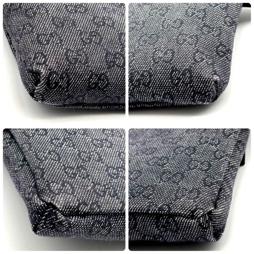 【✨美品、希少✨】　グッチ　ボディーバッグ　GGキャンバス　ネイビー系　紺　金具