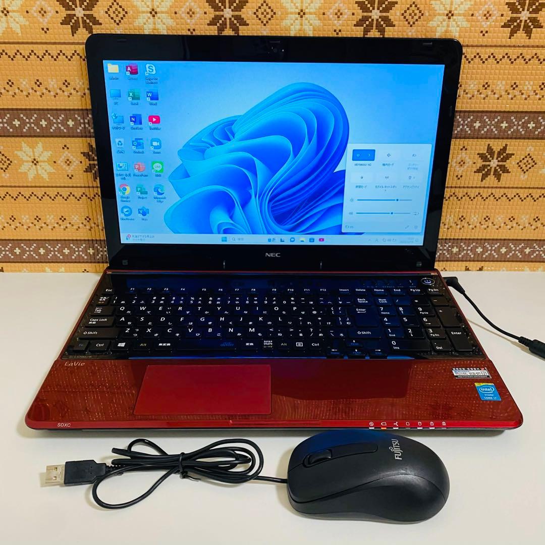 Y966 NECノートパソコンi7メモリ8G高速 Windows11オフィス付き