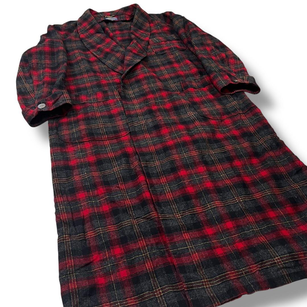 【40s】PENDLETON タータンチェック柄 ガウン ノーカラーコート L