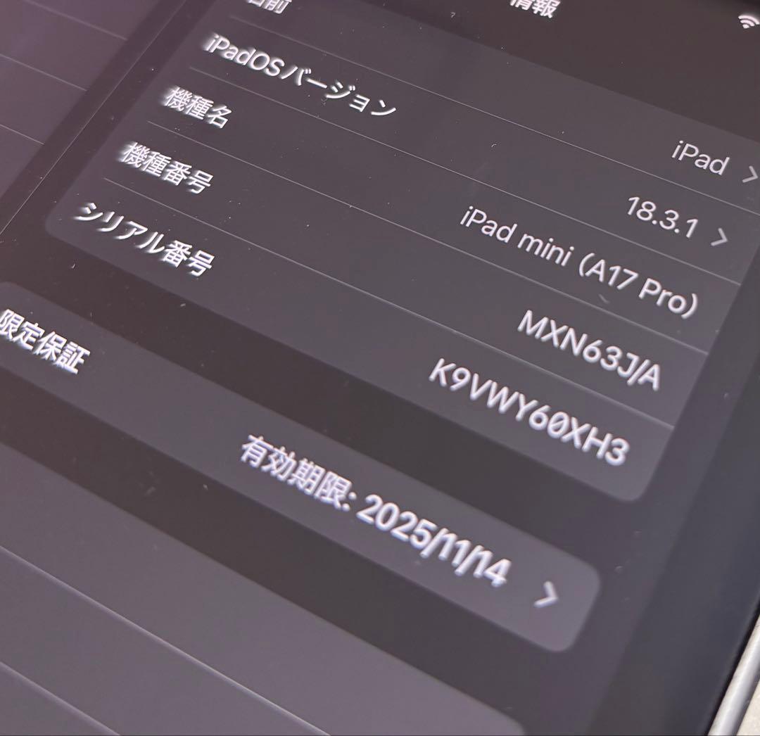 iPad mini 第7世代 （A17 Pro）128GB Wi-Fi ブラック