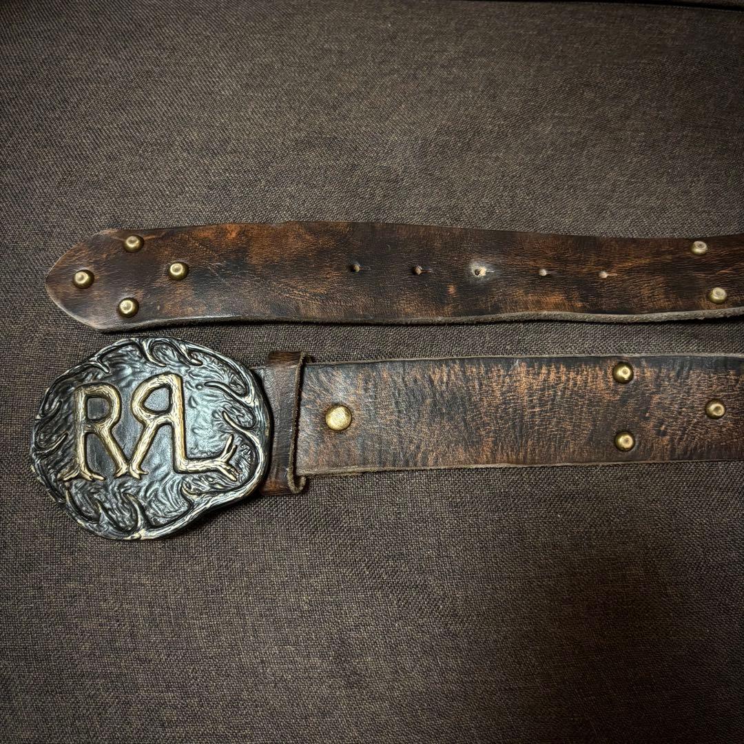 DOUBLE RL RRL ロゴ レザーベルト