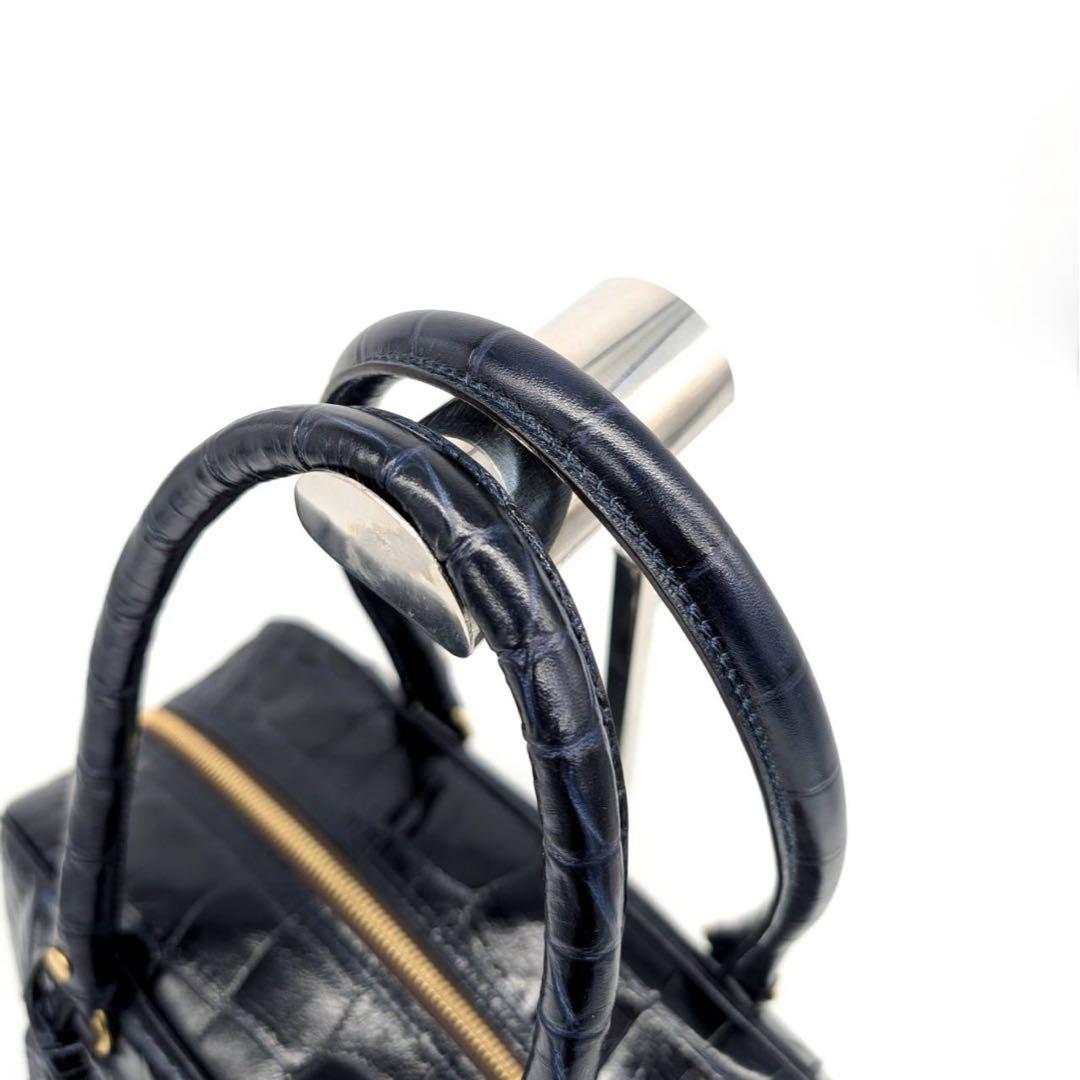 美品✨J&M DAVIDSON ヴィヴィ　ミニボストンバッグ　クロコ型押　カデナ