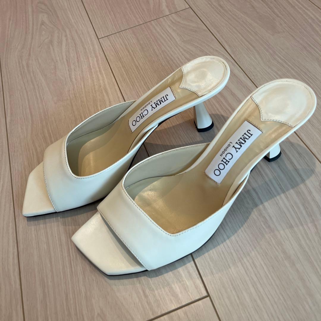 JIMMY CHOO ホワイト ミュール 約6cmヒール