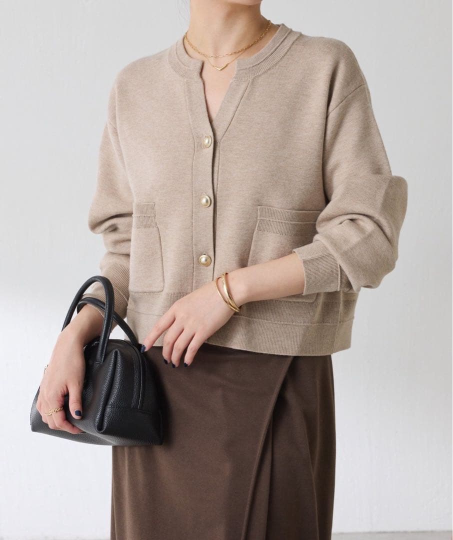 スウェットライク　スキッパーカーディガン