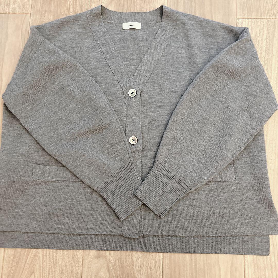 IENA スーパーファインスムースショートカーディガン　グレー　イエナ