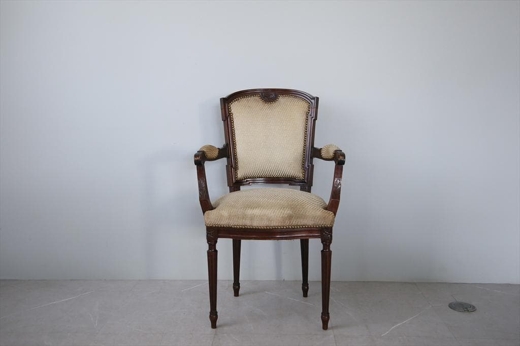 フランスアンティークルイ16世様式アームチェア/サロンイス/肘掛け90-78-2