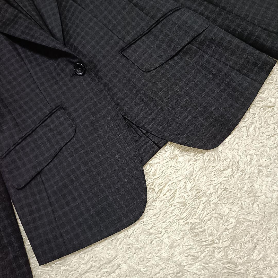 【美品】HILTON ヒルトン ブラックチェック パンツスーツ ストレッチ 11