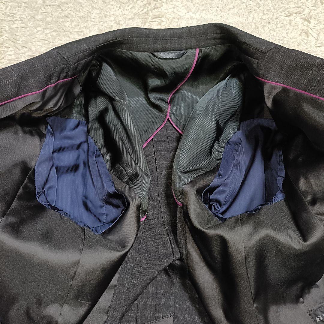 【美品】HILTON ヒルトン ブラックチェック パンツスーツ ストレッチ 11