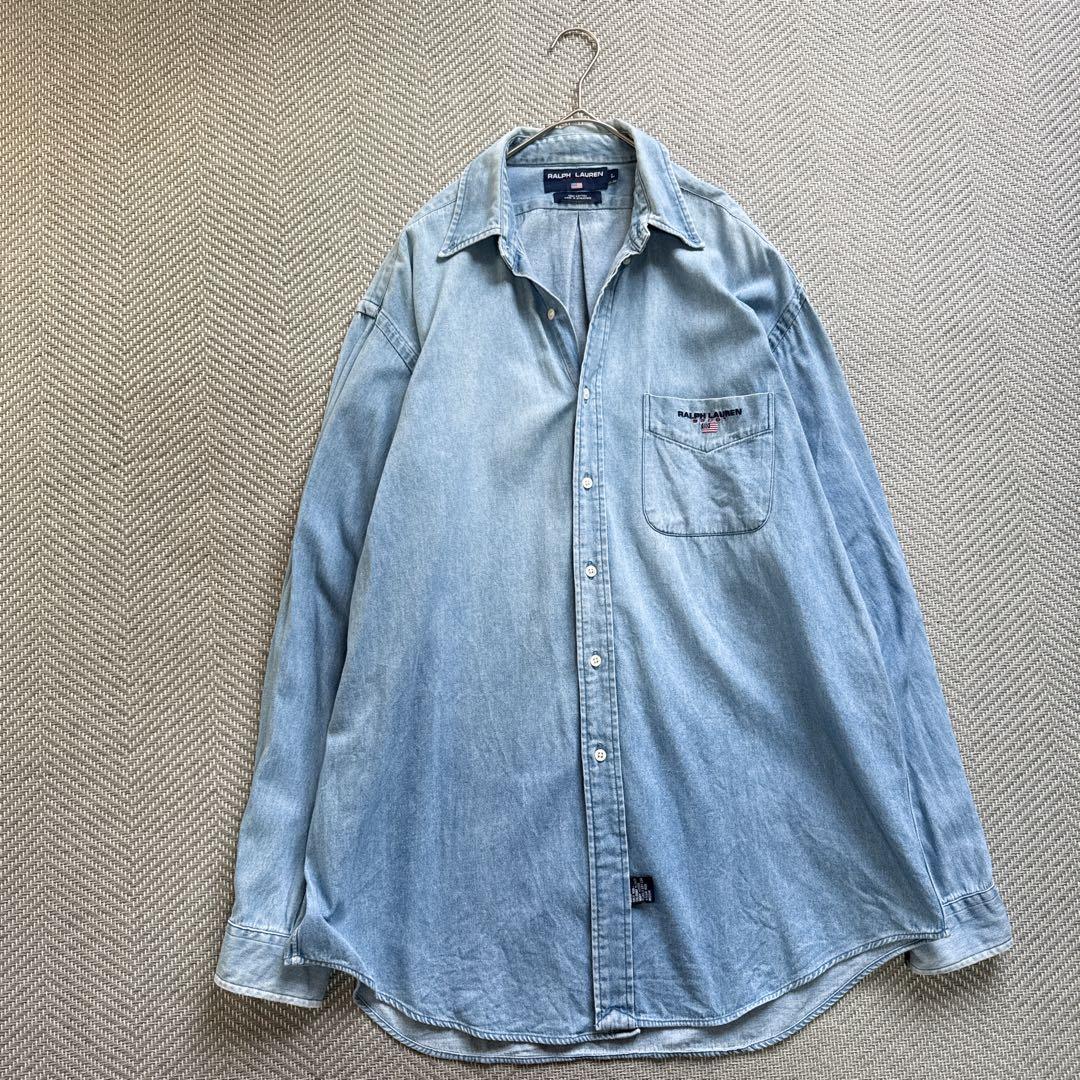 美品 ラルフローレン 90's ビンテージ デニムシャツ オーバーサイズ XL〜