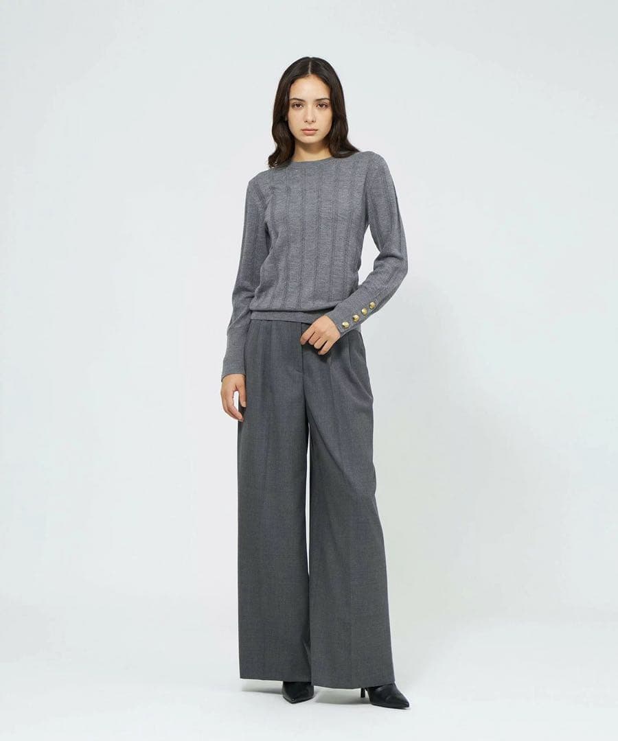 美品 EPOCA ヘリンボンニット グレー