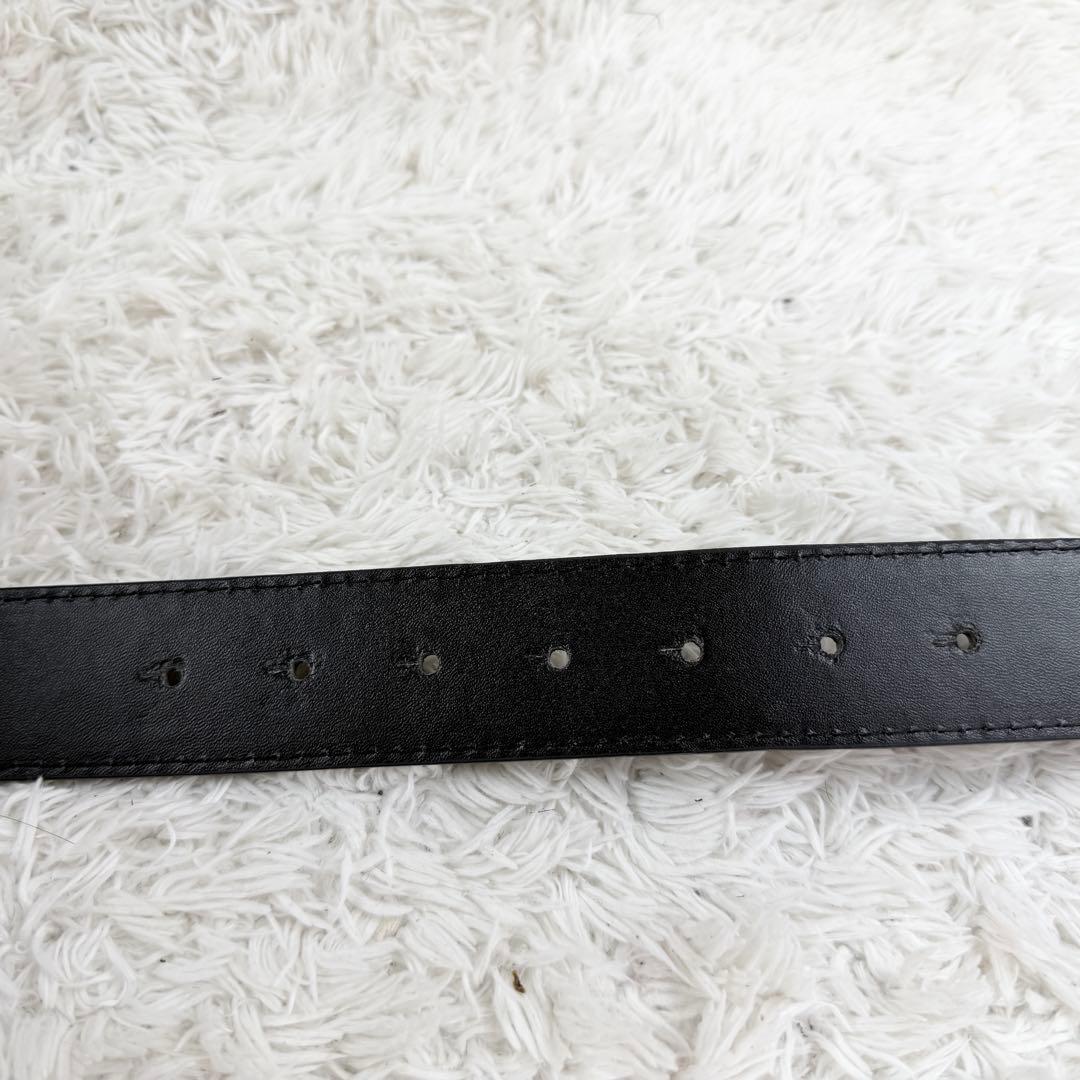 極美品✨ ブルガリ ベルト ロゴマニア サークルロゴ シルバー金具 ブラック