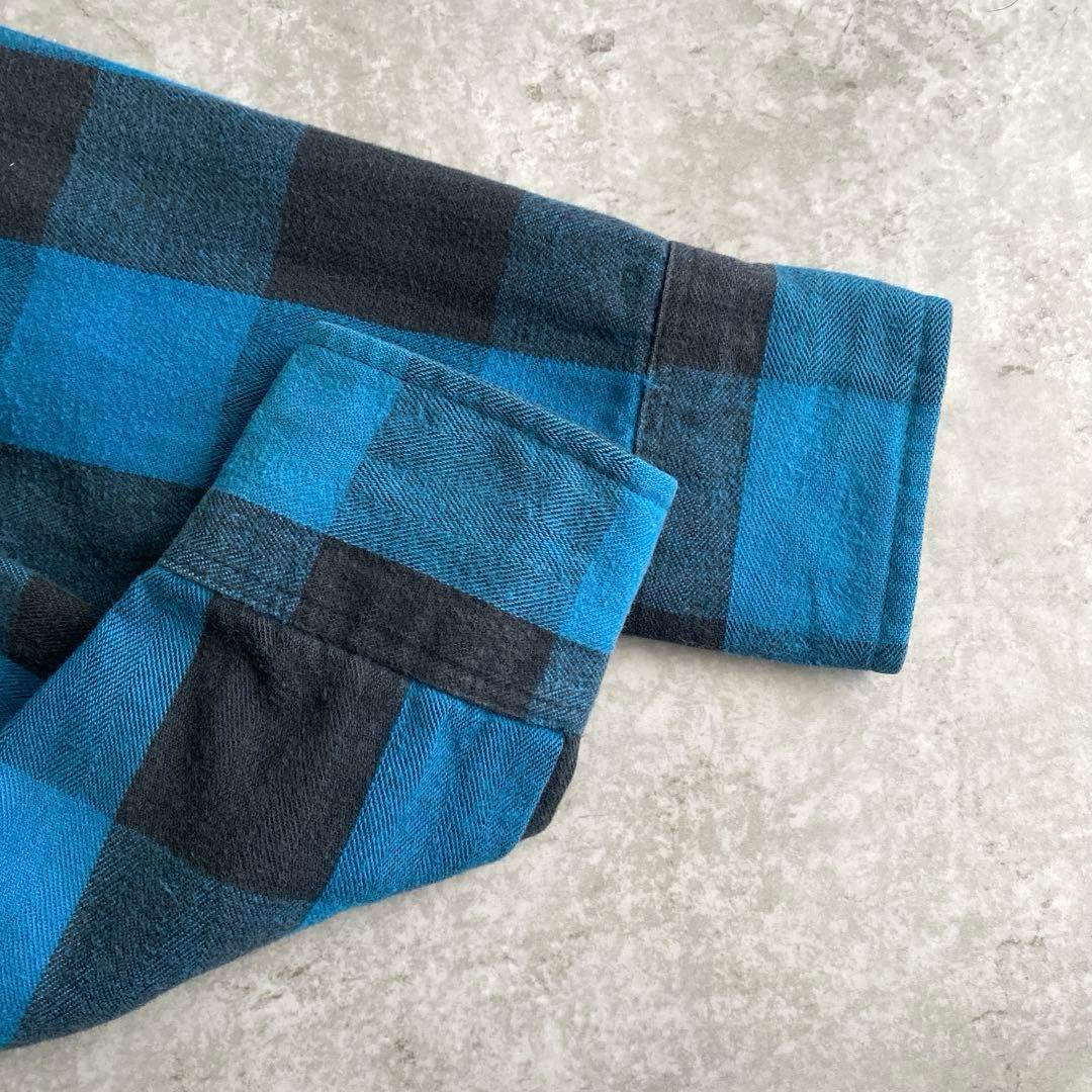 最高で最強の配色 90s ST JOHN'S BAY ネルシャツ 青×黒 M