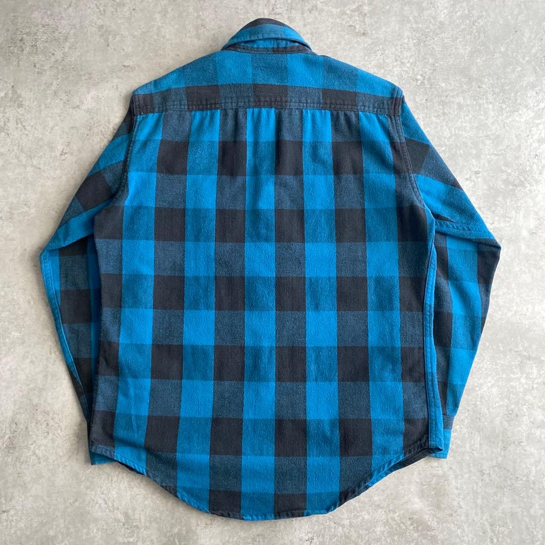 最高で最強の配色 90s ST JOHN'S BAY ネルシャツ 青×黒 M