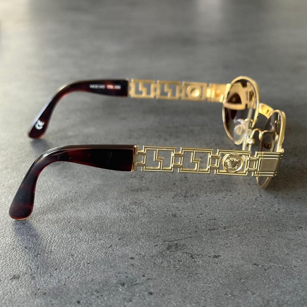VERSACE メデューサ 鼈甲 金縁 フルリム オーバル サングラス①