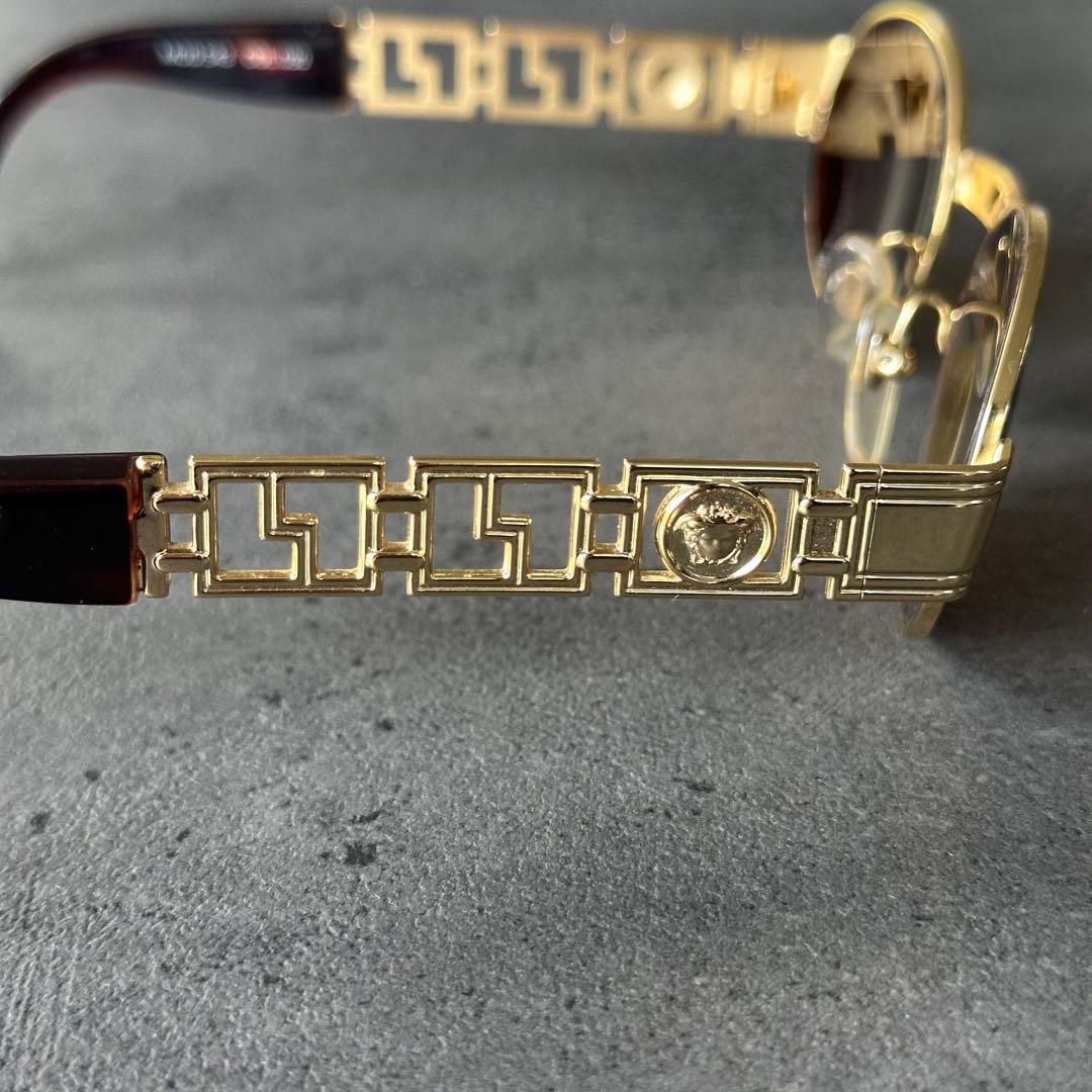 VERSACE メデューサ 鼈甲 金縁 フルリム オーバル サングラス①