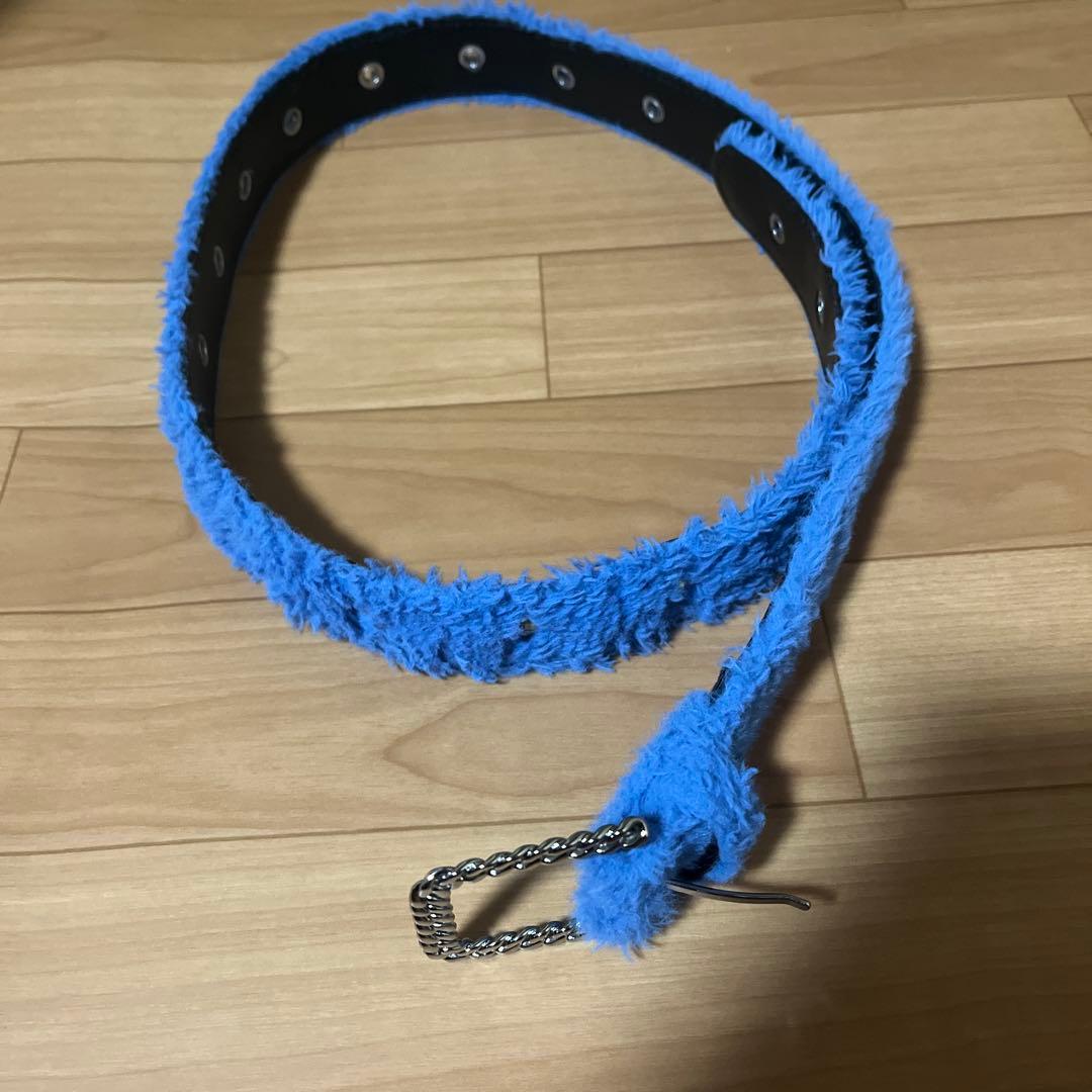 AFB FUR BELT ベルト　ファー 青　ブルー