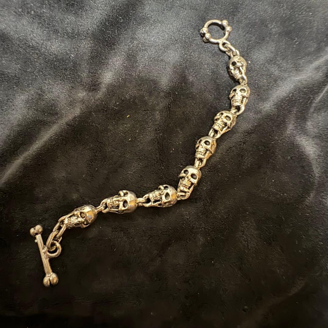 90's シルバー925刻印 スカル 8pcs ブレスレット