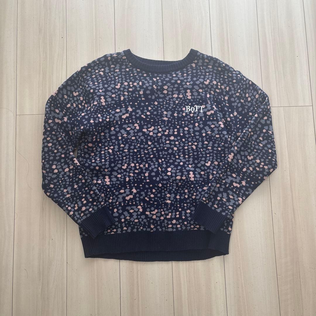 BoTT ネイビー ドット柄 ニットセーター M