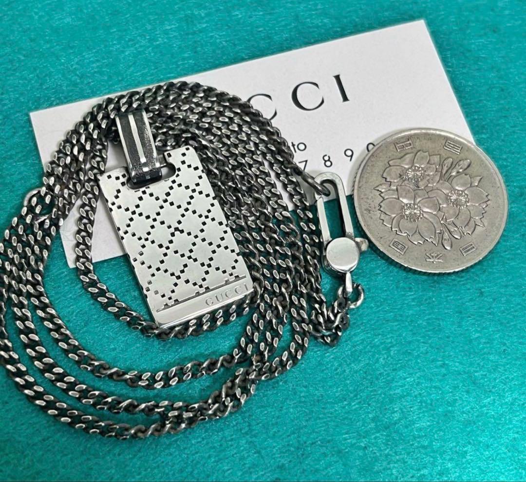 美品　GUCCI ディアマンテプレートネックレス（ブラック）