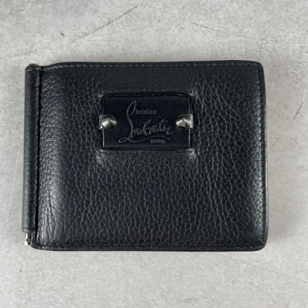 【美品】クリスチャンルブタン マネークリップ 財布 スタッズ ロゴ レザー