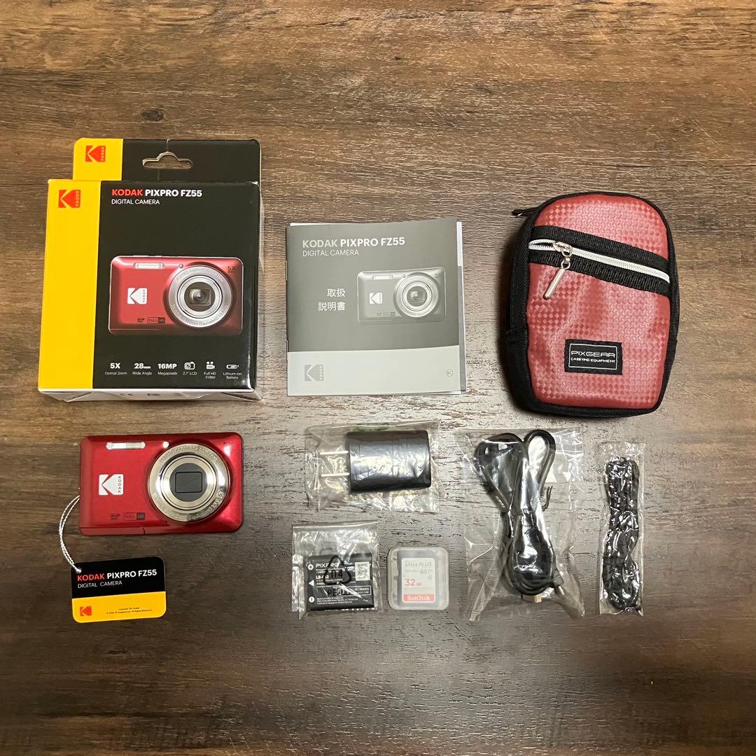 Kodak PIXPRO デジタルカメラ FZ55 RD (SDカード付き)