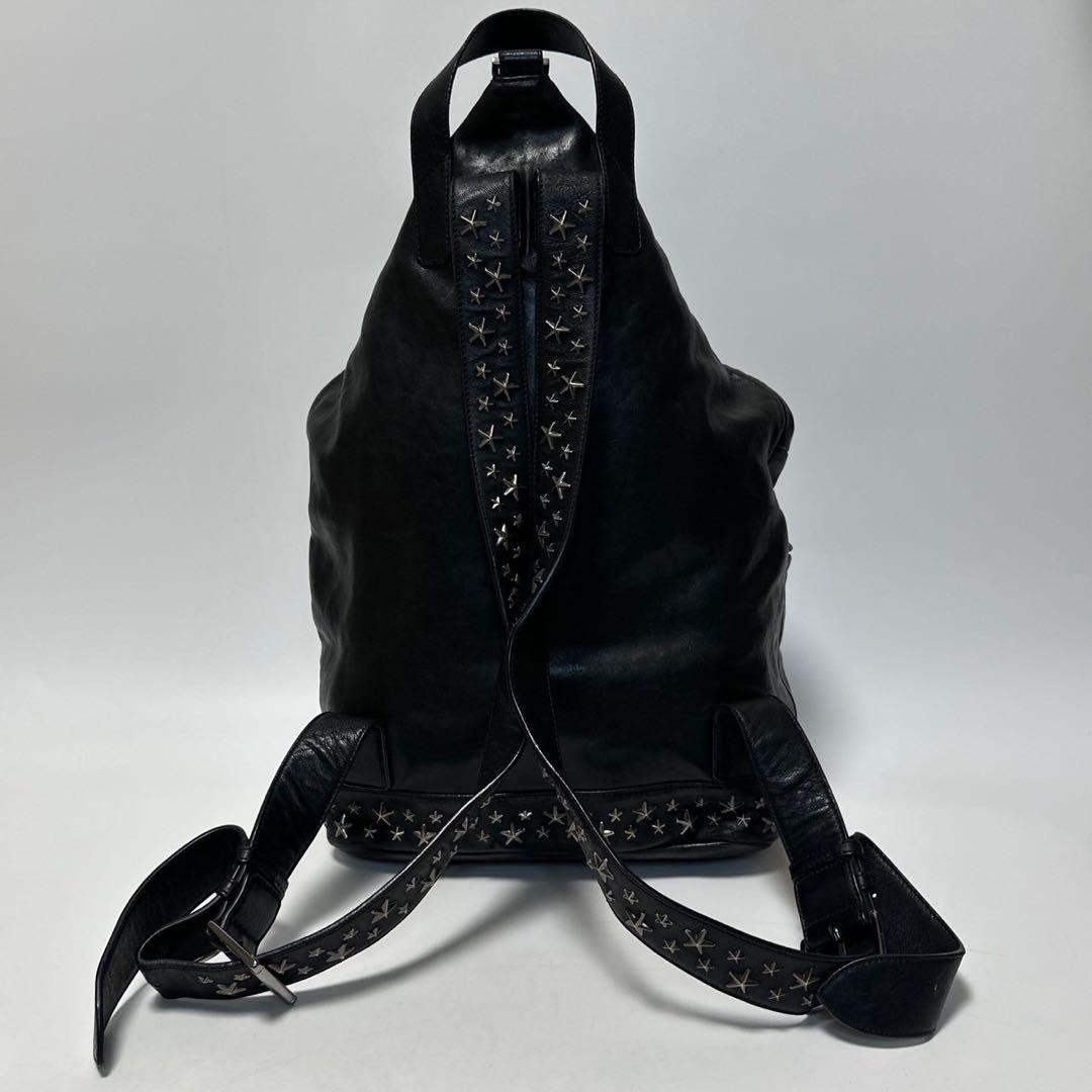 r89【美品】保証書付き　ジミーチュウ　フィッツロイ　ブラック　レザーリュック.