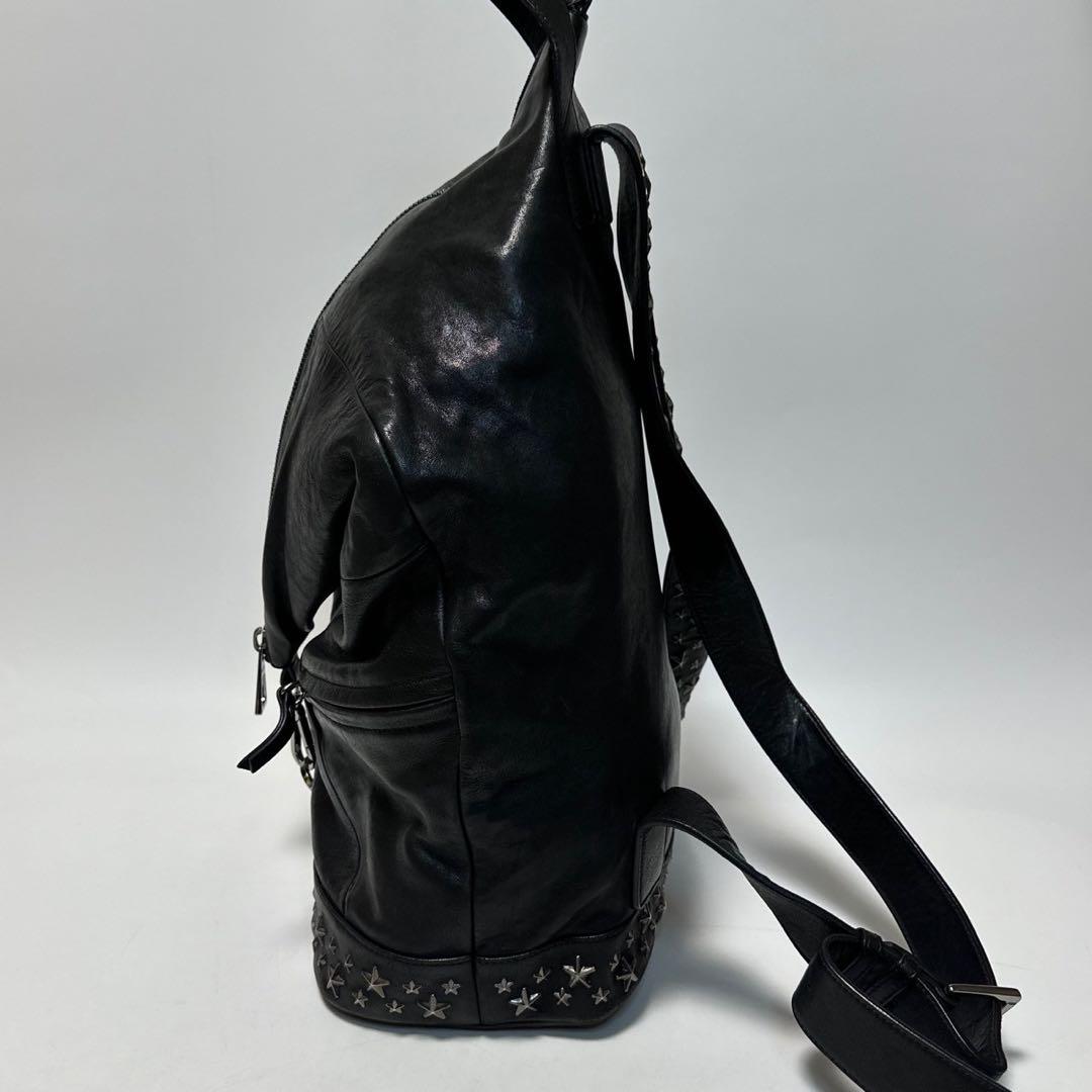 r89【美品】保証書付き　ジミーチュウ　フィッツロイ　ブラック　レザーリュック.