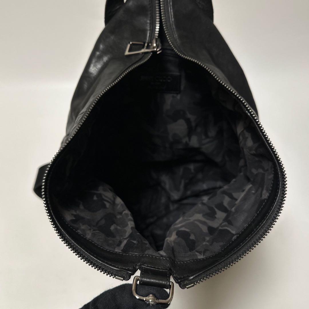 r89【美品】保証書付き　ジミーチュウ　フィッツロイ　ブラック　レザーリュック.