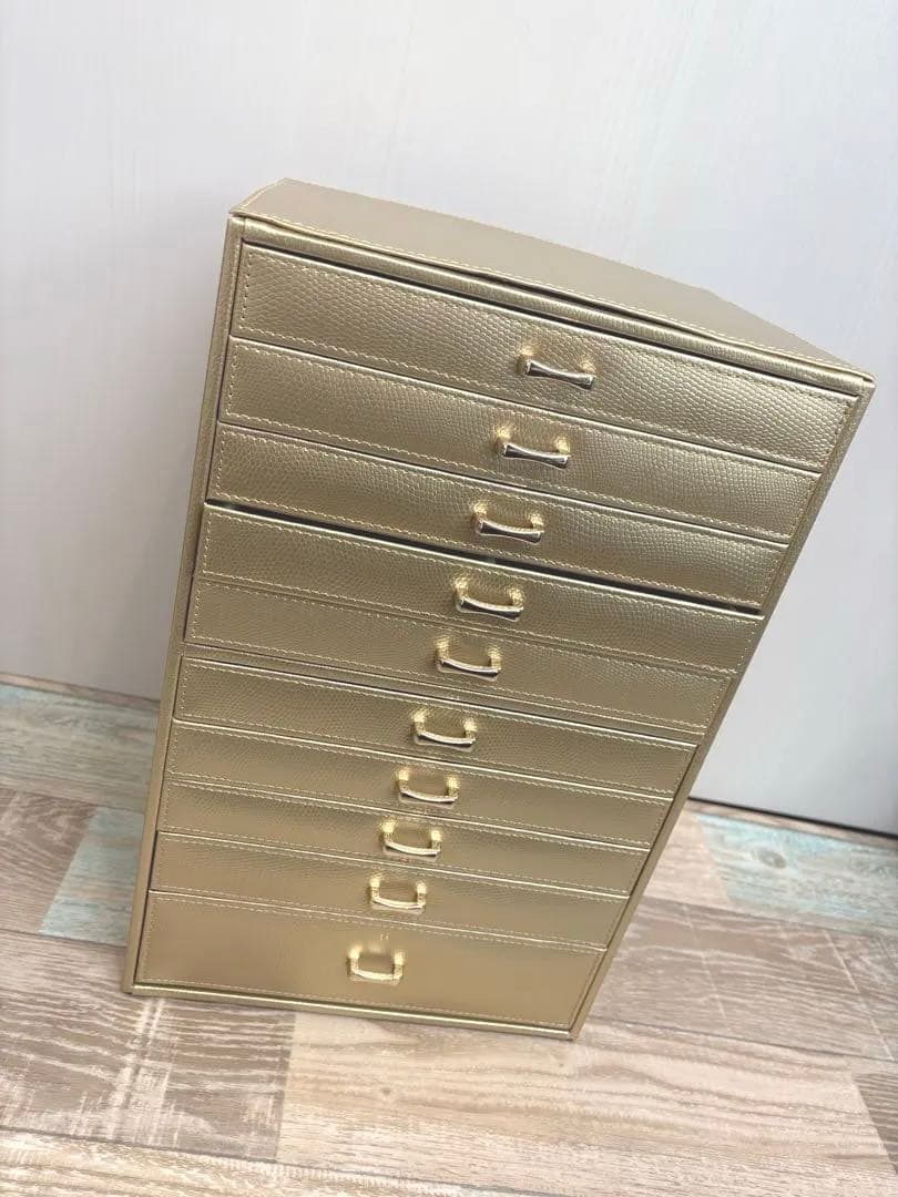 美品　ジュエリーボックス　10段　ゴールド　金アクセサリー　指輪　時計　腕時計
